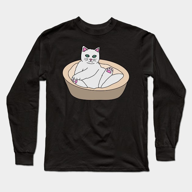 Cute Cat Long Sleeve T-Shirt by Kelly Louise Art